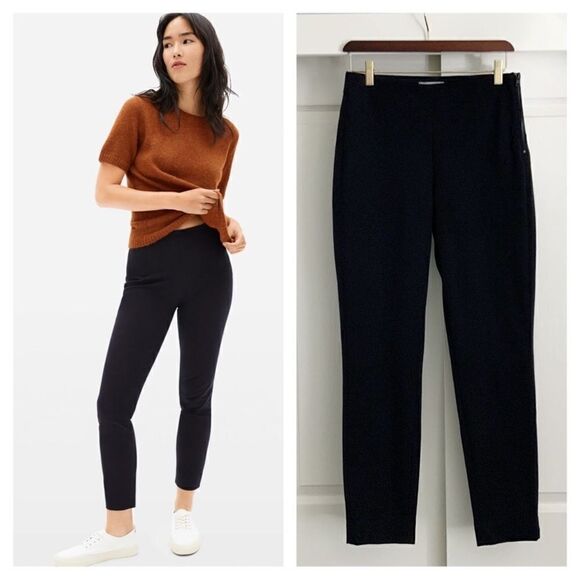 Everlane The Side Zip Stretch Cotton Pant Black Stretch 6 - Picture 2 of 7